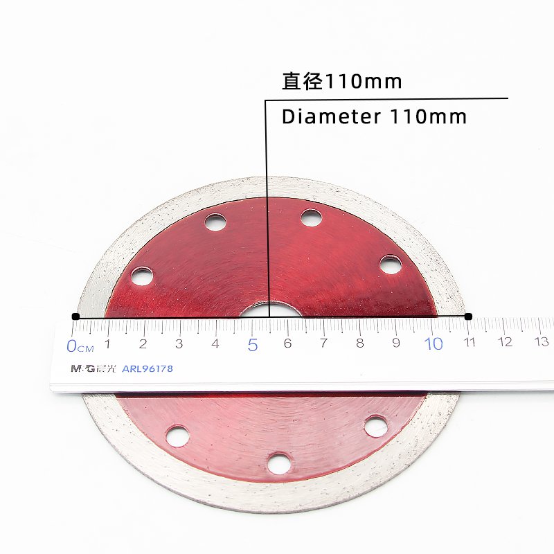 110mm Transparent Red Continuous Rim Stone Blade - product view 3